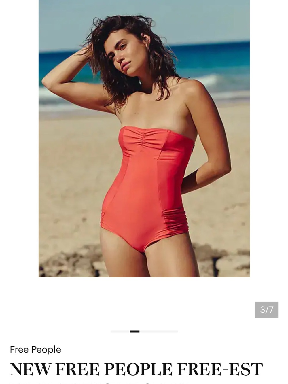 Free People Coral Strapless Swimsuit with Floral Lining